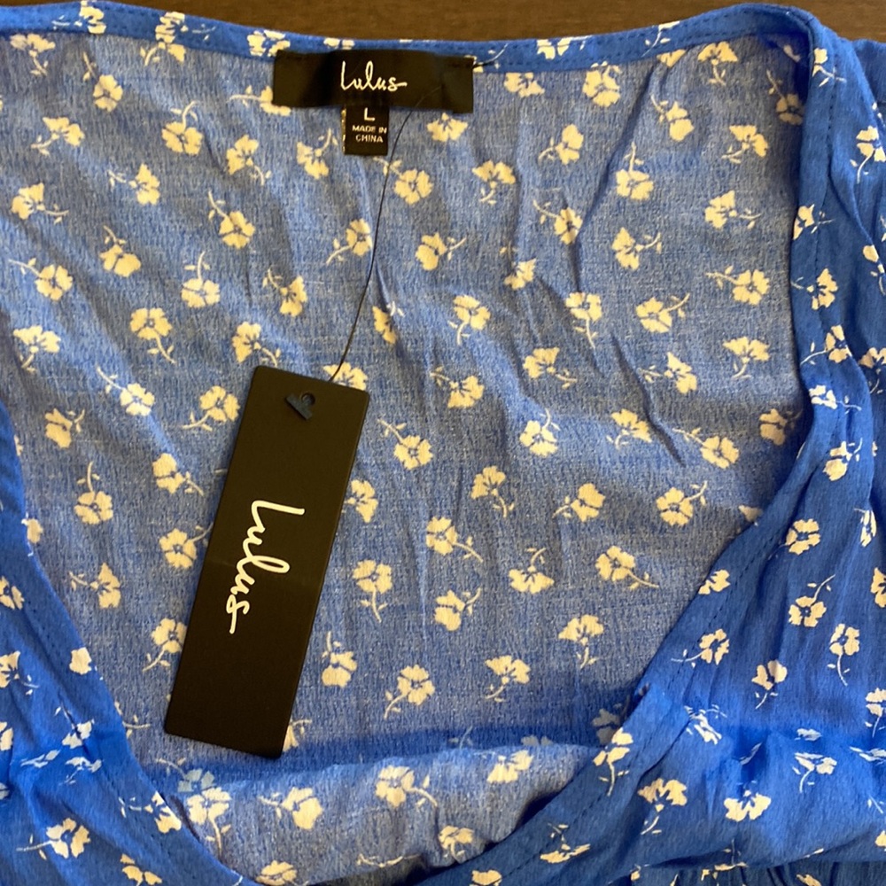 Lulu's | NWT Womens Blue & White Wrap Dress Size Large - Picture 10 of 10
